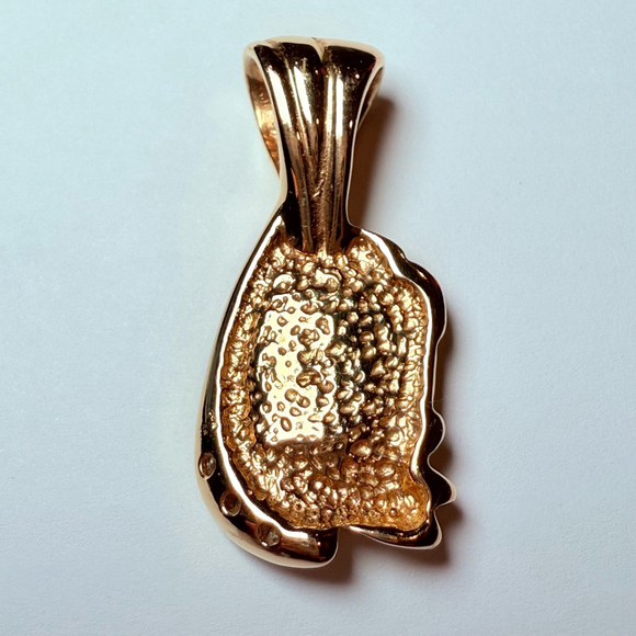 $12K OroCal 14k Solid Yellow Gold Quartz Nugget Diamond 1.5" Handmade Pendant - Picture 5 of 12